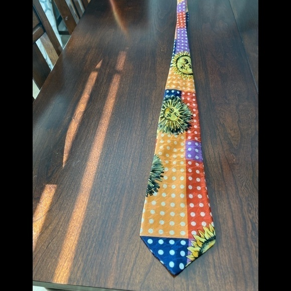 VINTAGE TIE Siede Silk Tie Gabrielle Belz Sun Moon - Picture 1 of 7